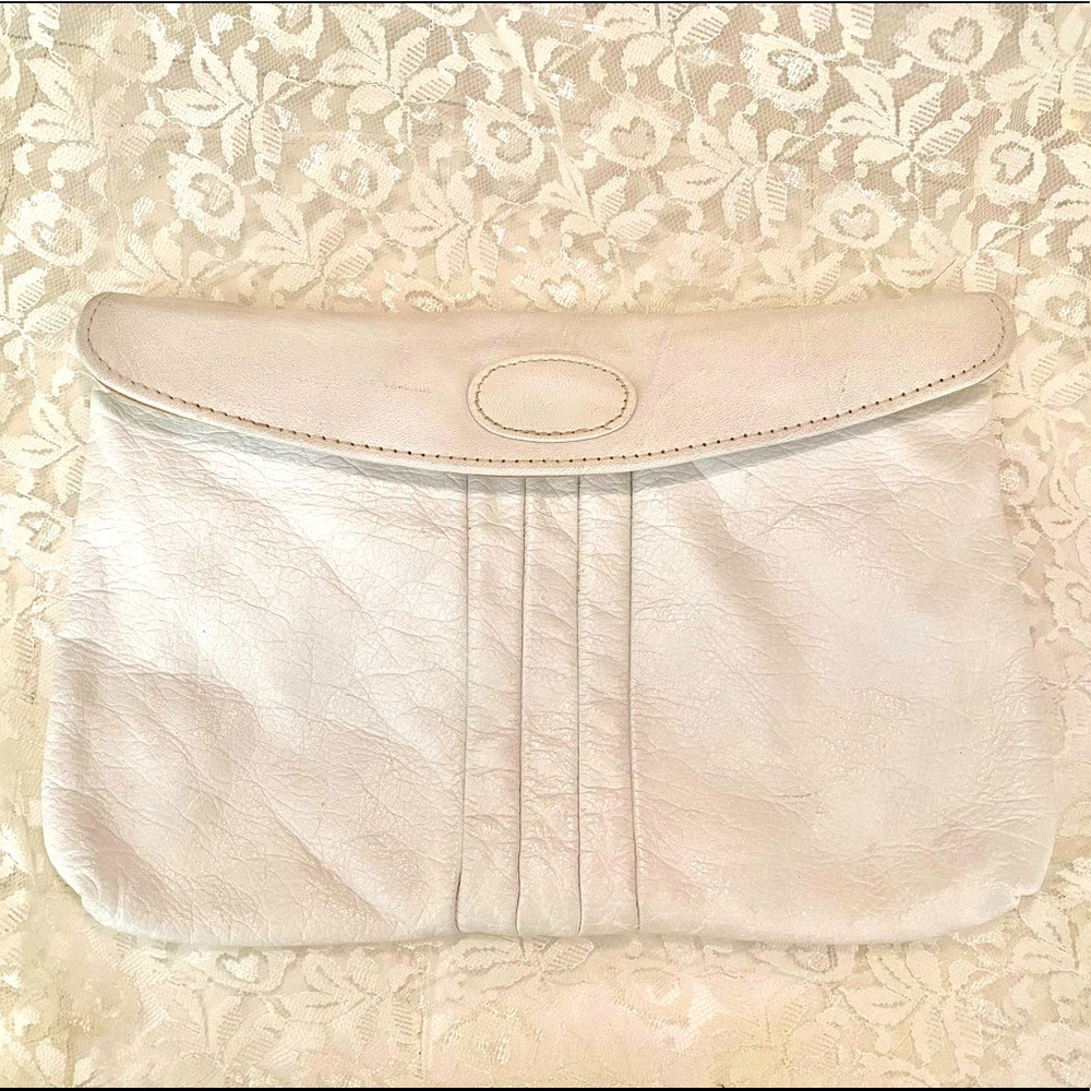 💕ANTONIA💕VTG LEATHER ENVELOPE CLUTCH HANDBAG EUC